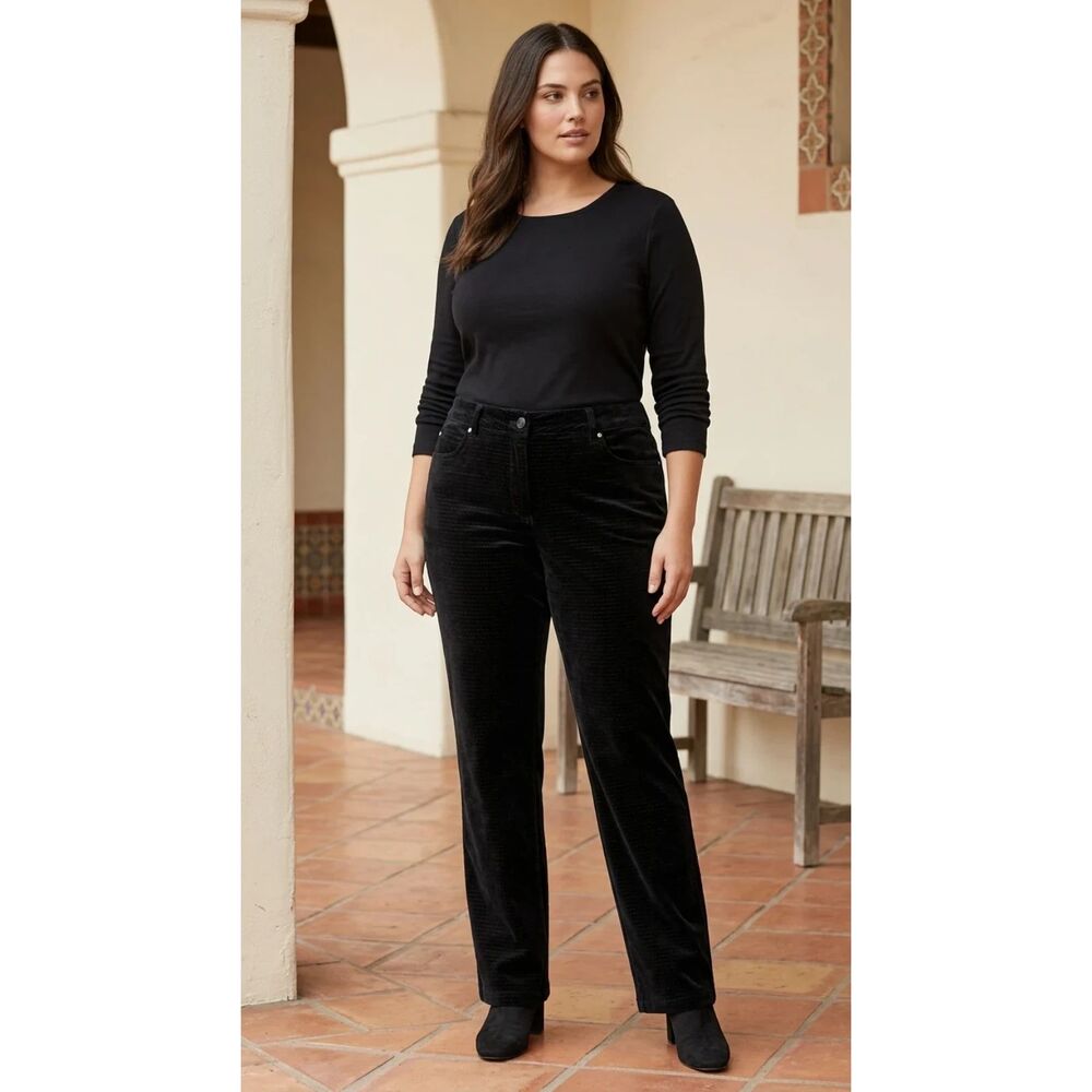 Peck & Peck Weekend Deep black 98% Cotton, 2% Spandex Tailored pants | Sz 16